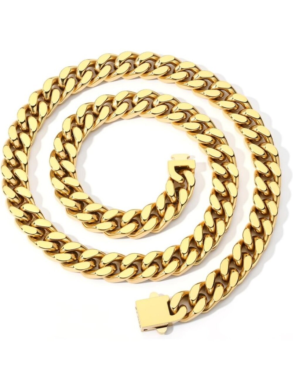 Unisex Gold Chain 9mm Cuban Link 11mm Stainless Steel Gold Silver Plated